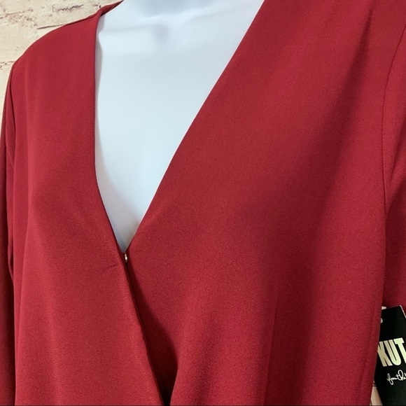 Kut from the Kloth Burgundy Wrap Long Sleeve Blouse - Picture 6 of 14